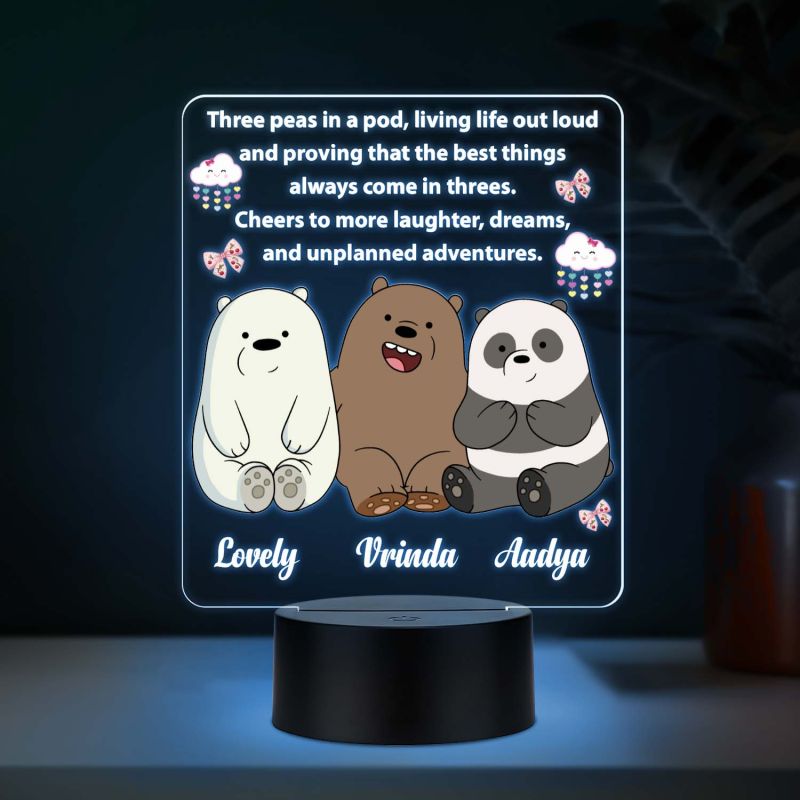 Customized Best Friends UV Print 7 Color LED Night Light  Personalized Name & Quote Lamp